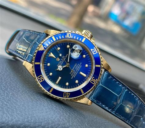 gold rolex blue